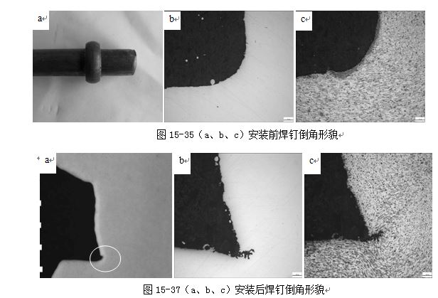 圖15-37（a、b、c）安裝后焊釘?shù)菇切蚊? /> 
</p>
<p style=